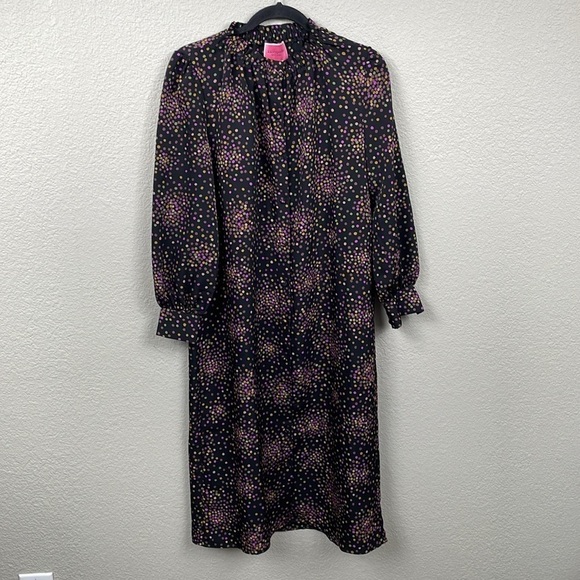 Kate Spade Disco Dots Ruffle Shirt Dress Button Front Confetti Long Sleeve Sz 6 - Picture 4 of 16